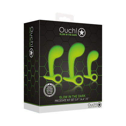 Ouch! Glow Prostate Kit Set Of 3 - Glow In The Dark - Green