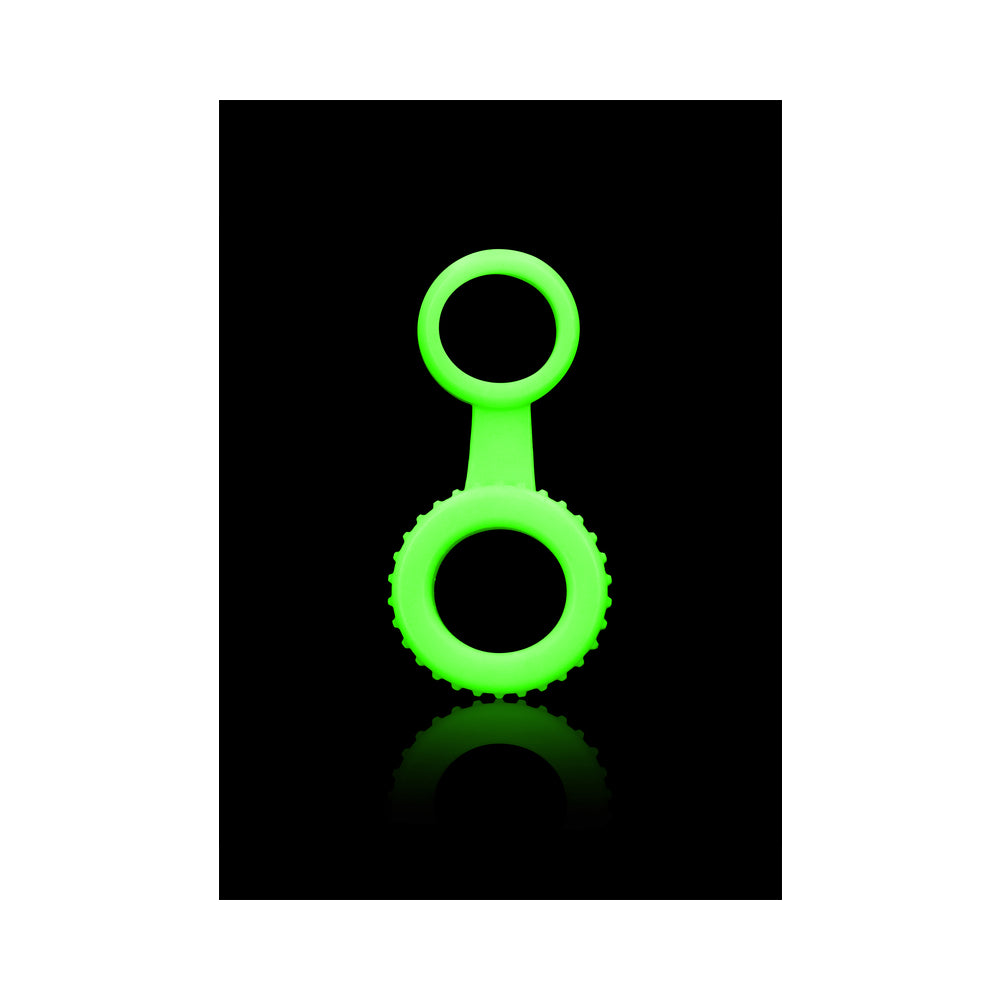 Ouch! Glow Cock Ring &amp; Ball Strap - Glow In The Dark - Green