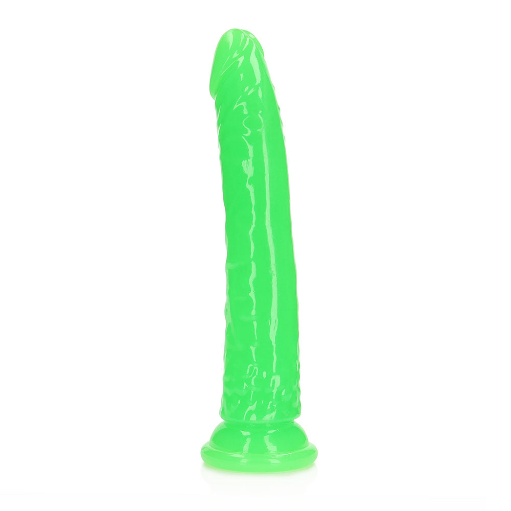 Realrock Glow In The Dark Slim 10 In. Dildo Neon Green