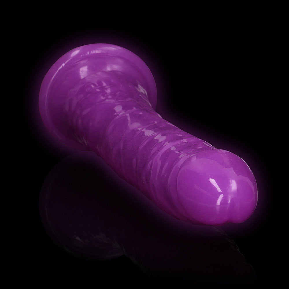 Realrock Glow In The Dark Slim 11 In. Dildo Neon Purple