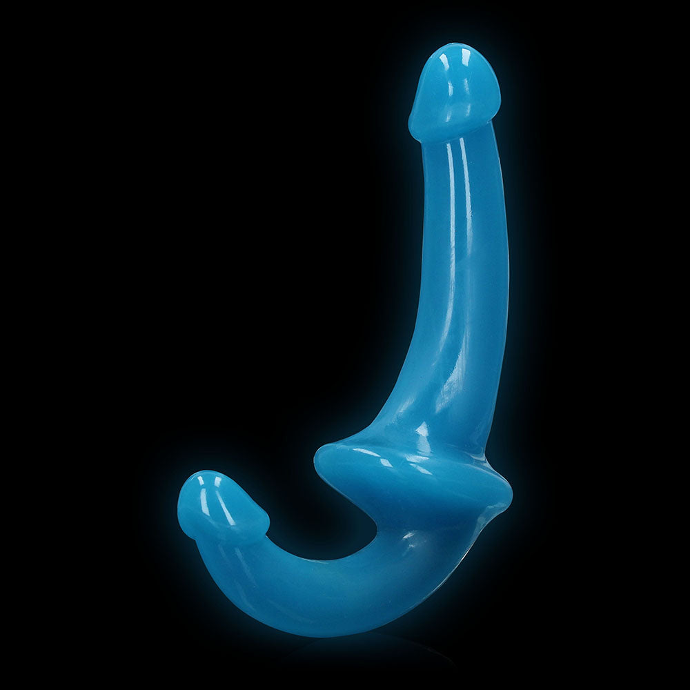 Realrock Glow In The Dark 6 In. Strapless Strap-On Dildo Neon Blue