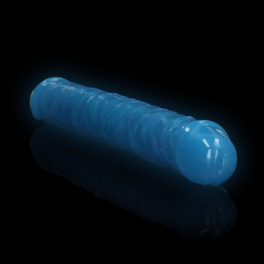 Realrock Glow In The Dark Double Dong 12 In. Dual-Ended Dildo Neon Blue