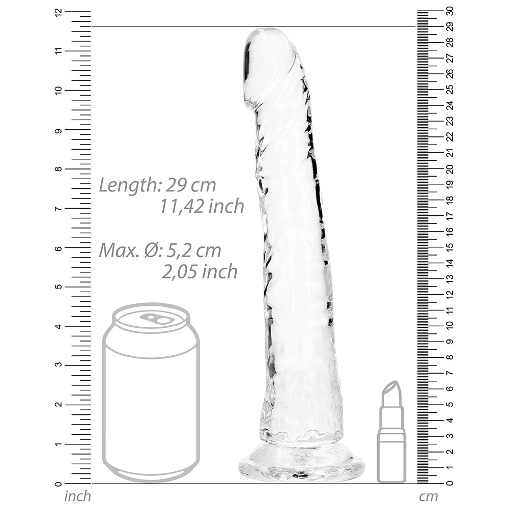 Realrock Crystal Clear Slim 10 In. Dildo Clear