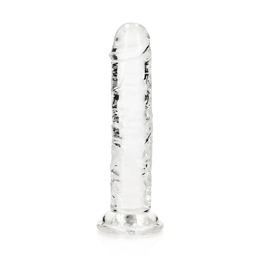 Realrock Crystal Clear Straight 6 In. Dildo Without Balls Clear