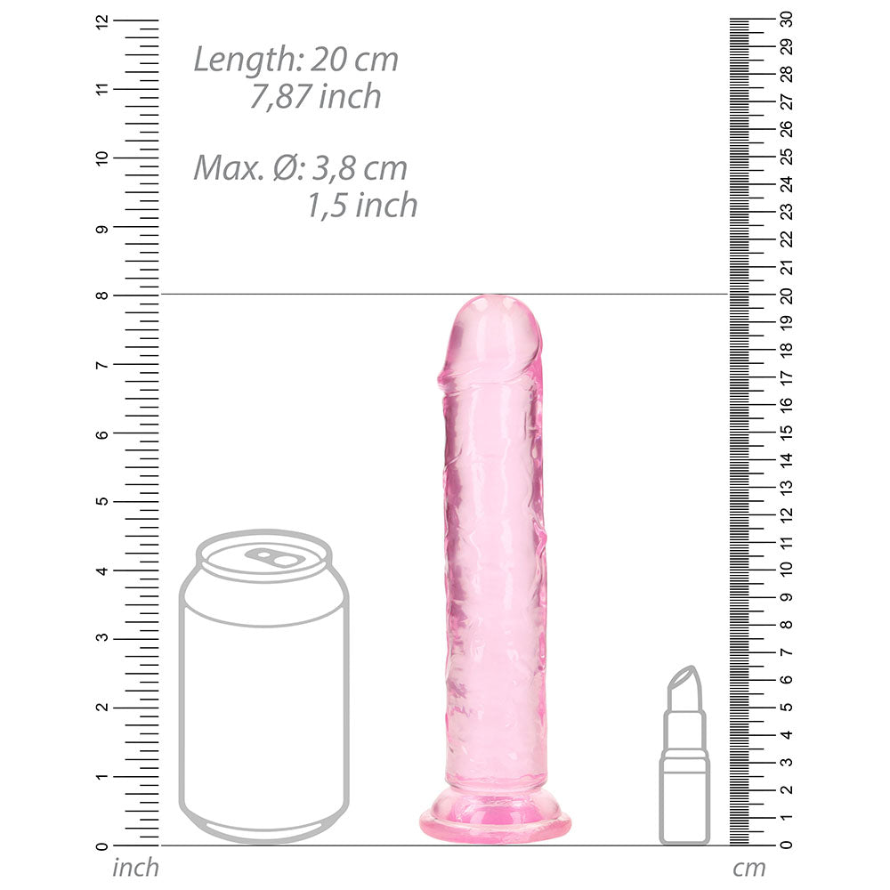 Realrock Crystal Clear Straight 7 In. Dildo Without Balls Pink