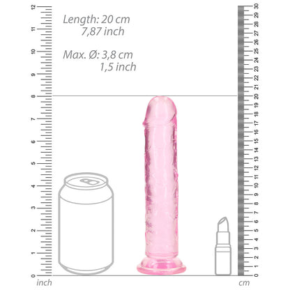 Realrock Crystal Clear Straight 7 In. Dildo Without Balls Pink