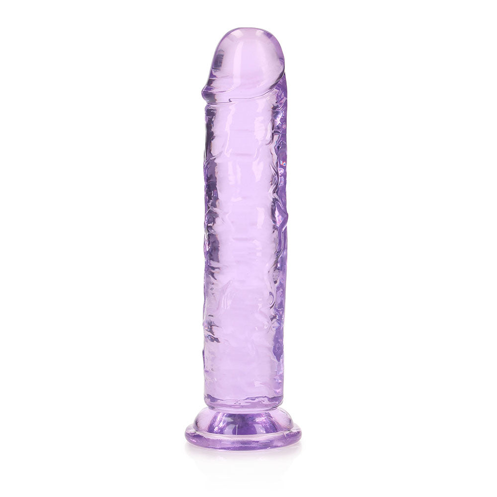 Realrock Crystal Clear Straight 7 In. Dildo Without Balls Purple