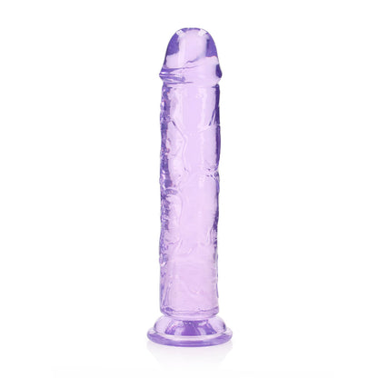 Realrock Crystal Clear Straight 10 In. Dildo Without Balls Purple