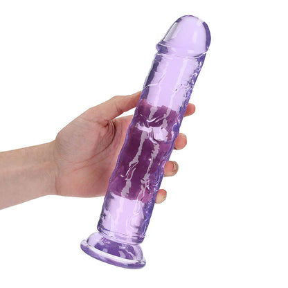 Realrock Crystal Clear Straight 10 In. Dildo Without Balls Purple