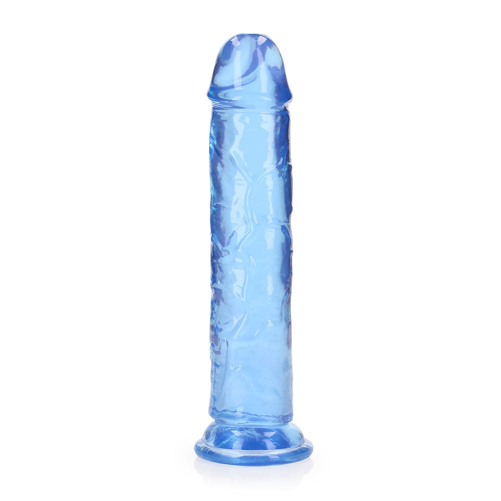 Realrock Crystal Clear Straight 8 In. Dildo Without Balls Blue