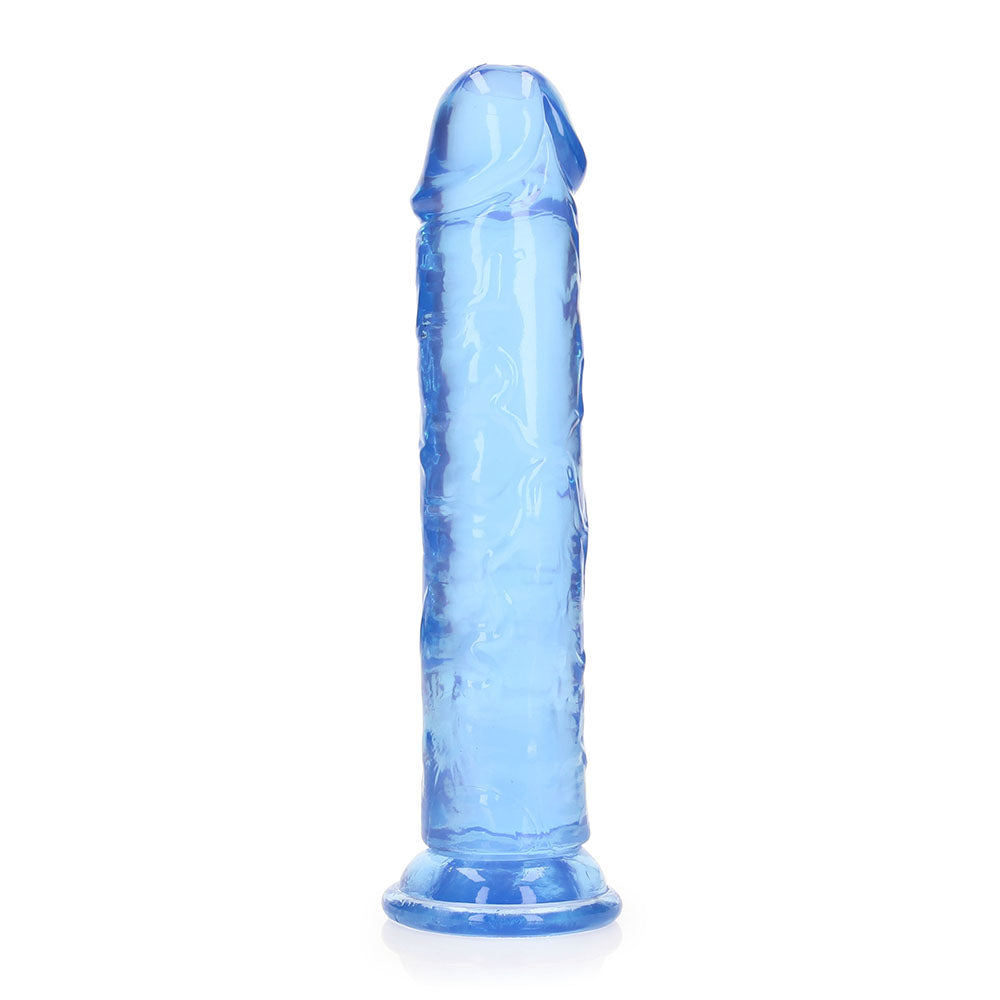 Realrock Crystal Clear Straight 8 In. Dildo Without Balls Blue