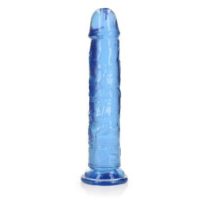 Realrock Crystal Clear Straight 9 In. Dildo Without Balls Blue