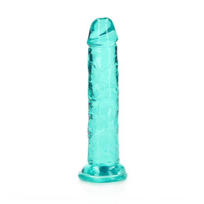 Realrock Crystal Clear Straight 6 In. Dildo Without Balls Turquoise