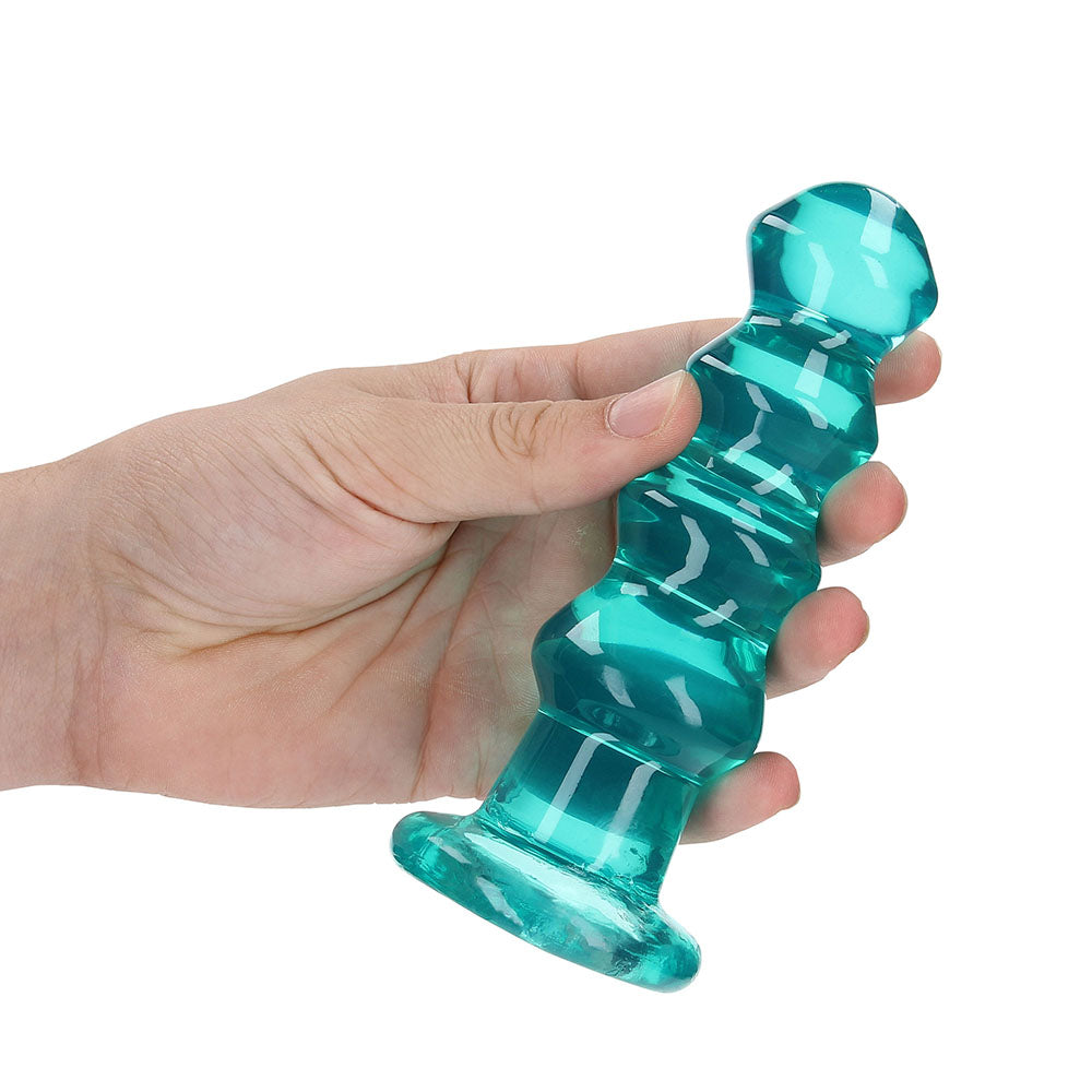 Realrock Crystal Clear Curvy 5.5 In. Dildo/Plug Turquoise