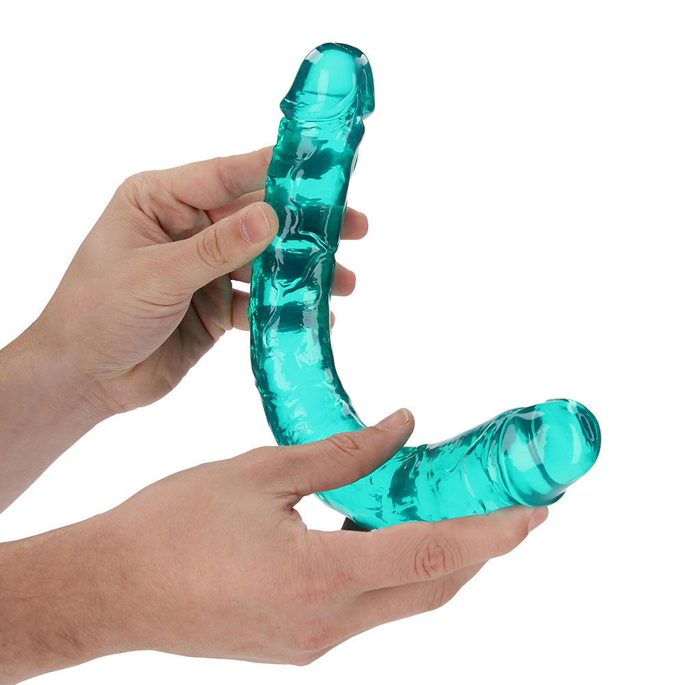 Realrock Crystal Clear Double Dong 13 In. Dual-Ended Dildo Turquoise