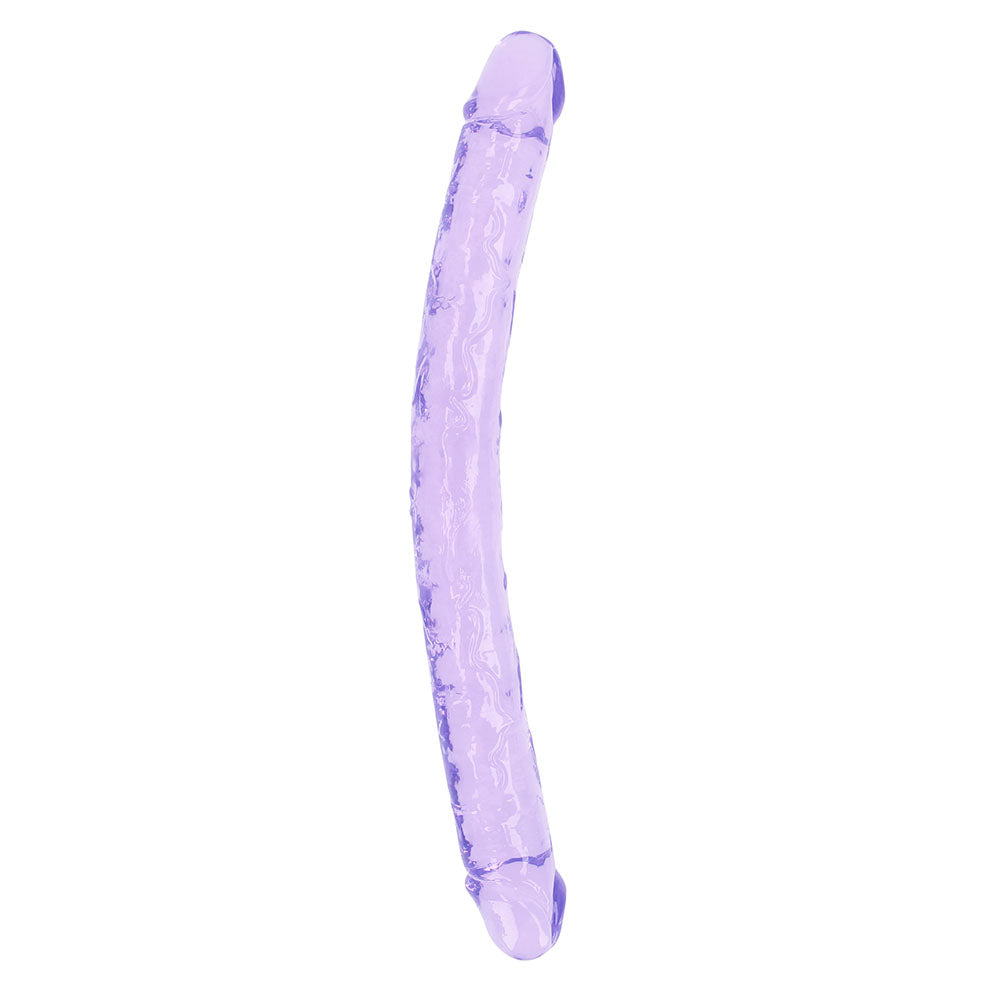 Realrock Crystal Clear Double Dong 18 In. Dual-Ended Dildo Purple