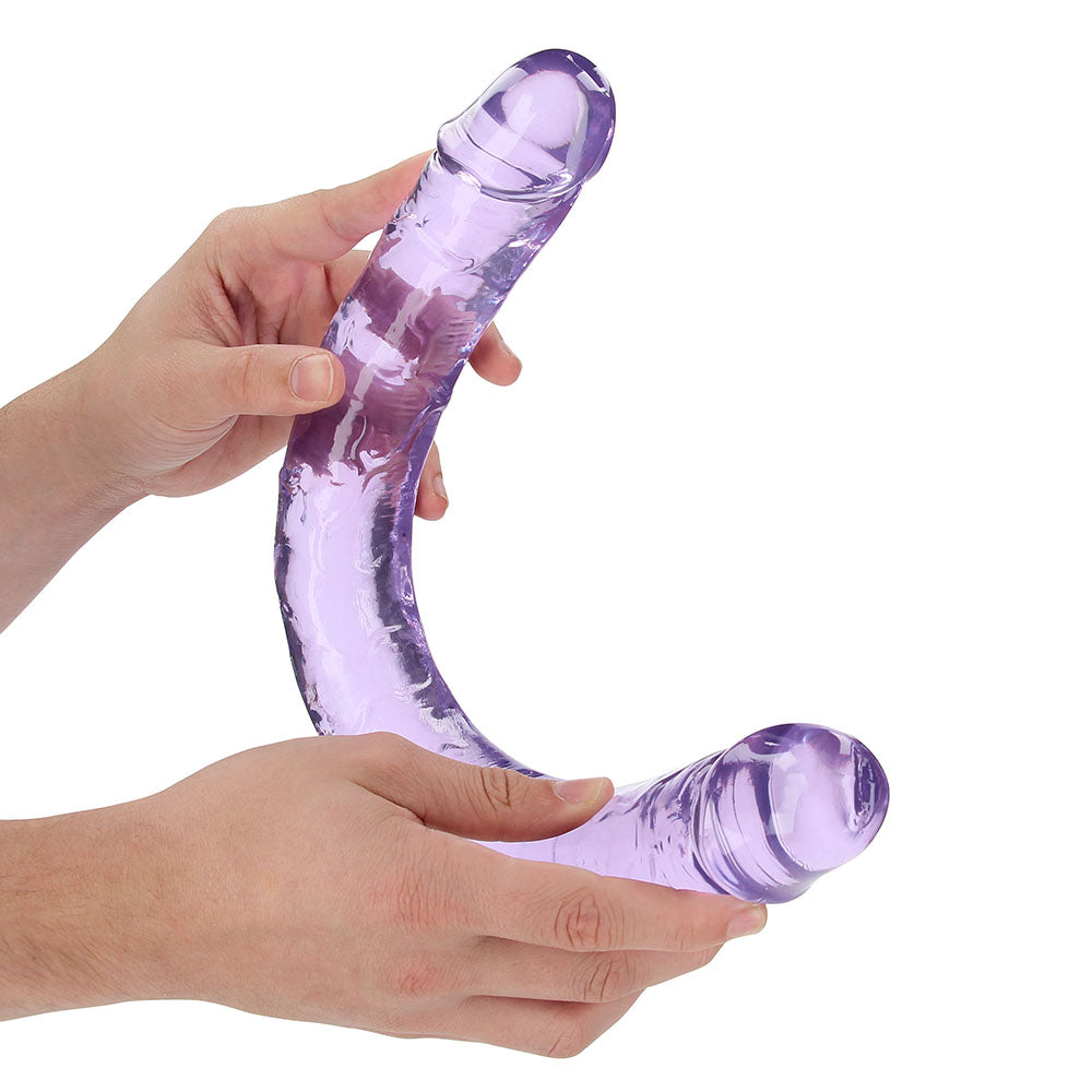 Realrock Crystal Clear Double Dong 18 In. Dual-Ended Dildo Purple