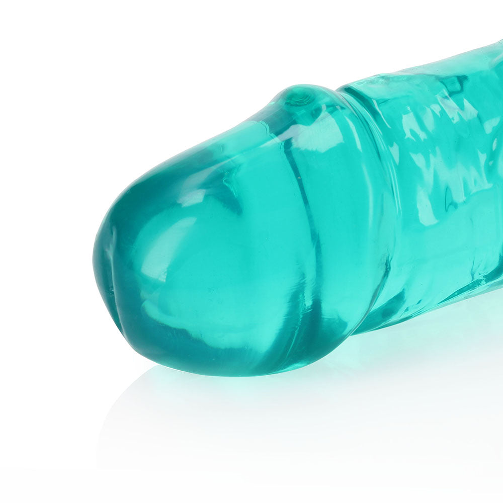 Realrock Crystal Clear Double Dong 18 In. Dual-Ended Dildo Turquoise