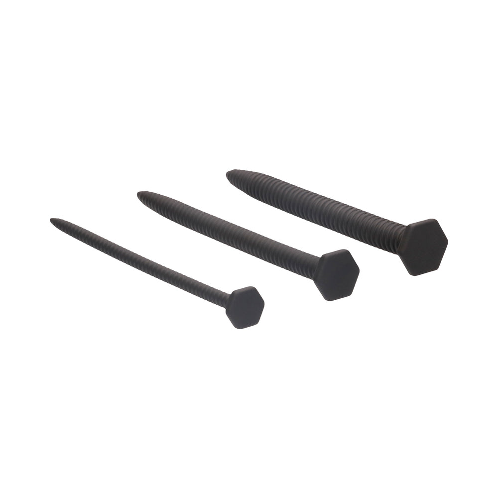 Silicone Screw Plug Set - Urethral Sounding - Black