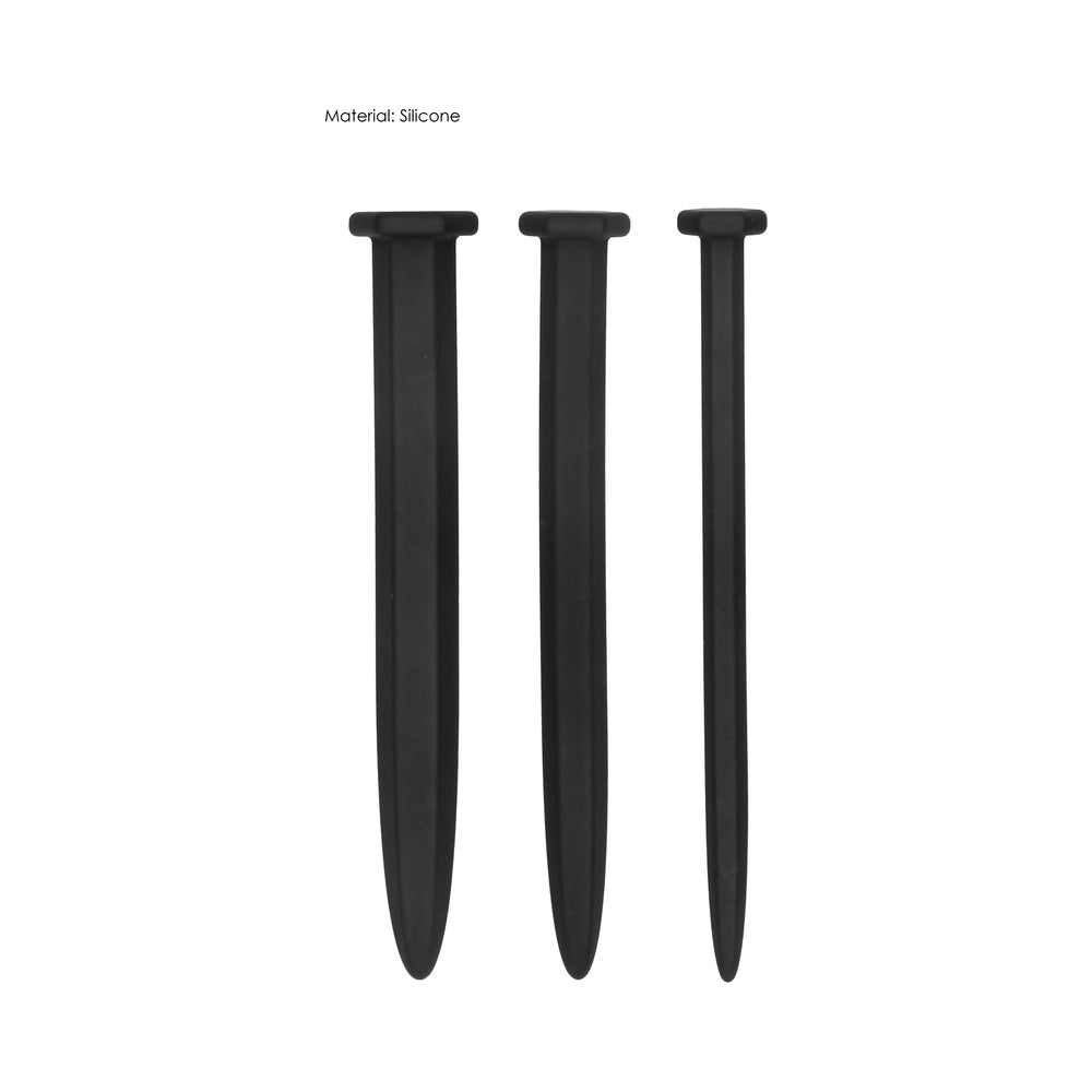 Silicone Rugged Nail Plug Set - Urethral Sounding -  Black