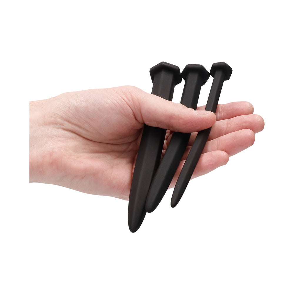 Silicone Rugged Nail Plug Set - Urethral Sounding -  Black