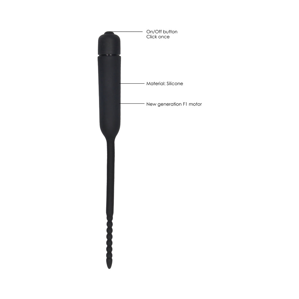 Silicone Vibrating Bullet Plug With Beaded Tip - Urethral Soundi