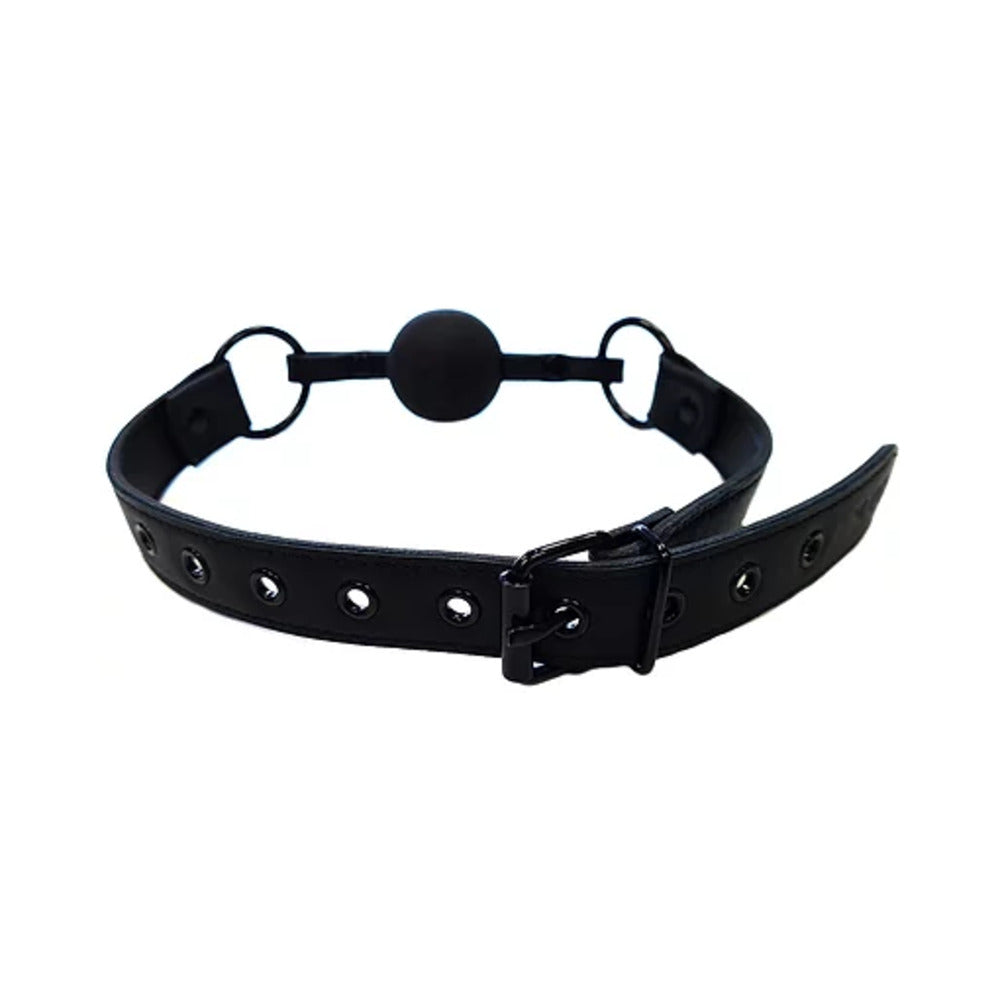 Rouge Leather Ball Gag Black With Black Accessories