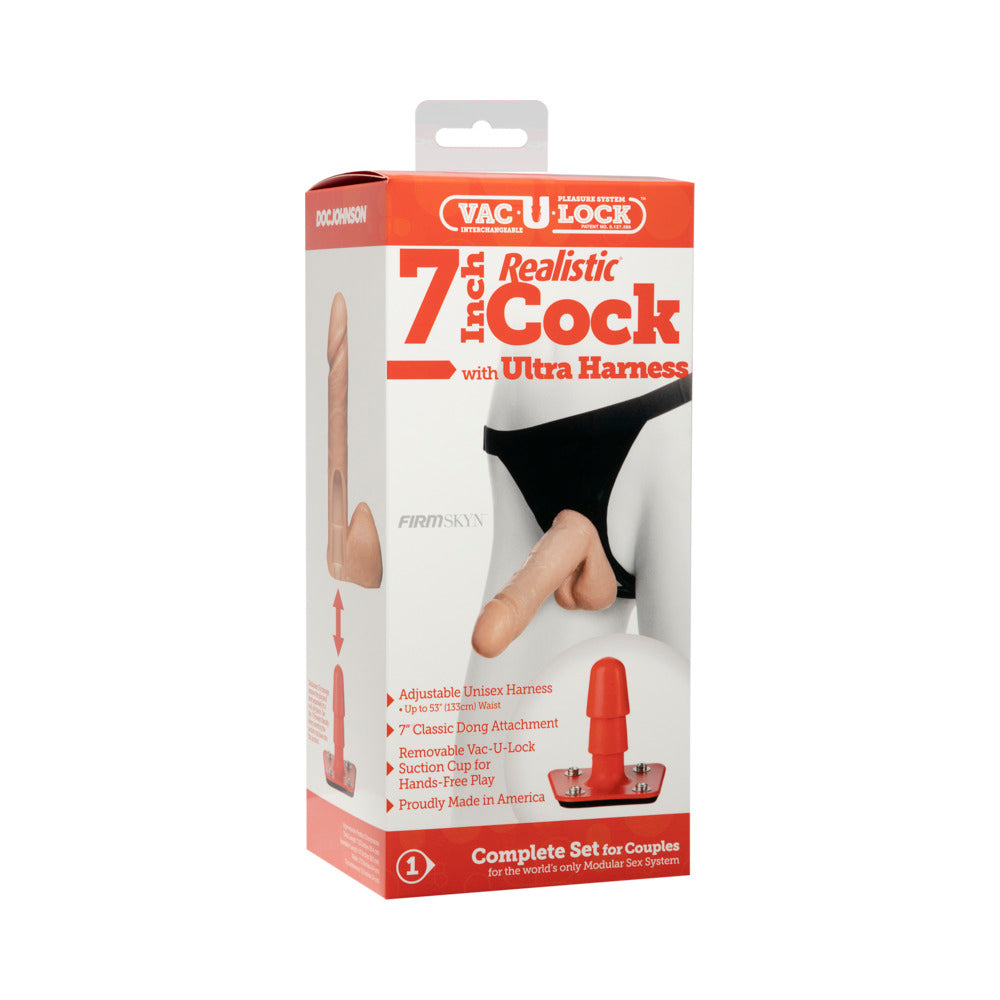 Vac-U-Lock 7&quot; Realistic Dildo With Ultra Harness