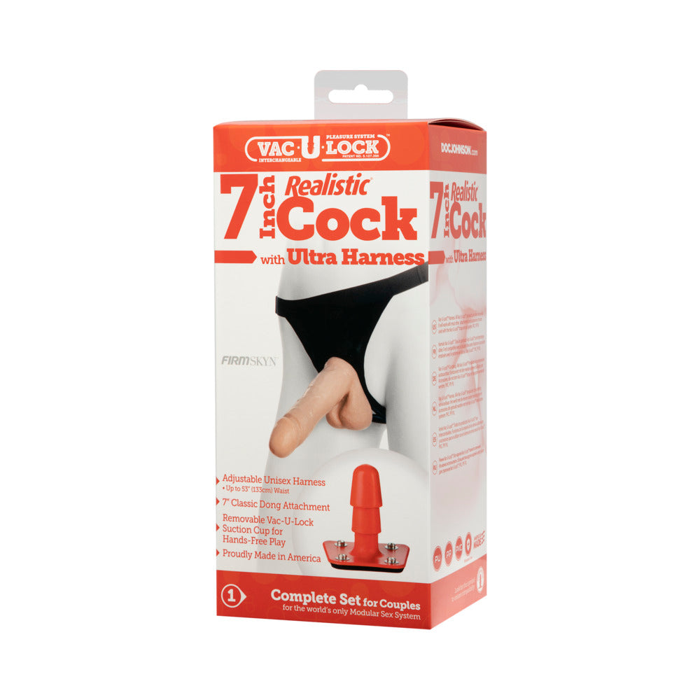 Vac-U-Lock 7&quot; Realistic Dildo With Ultra Harness