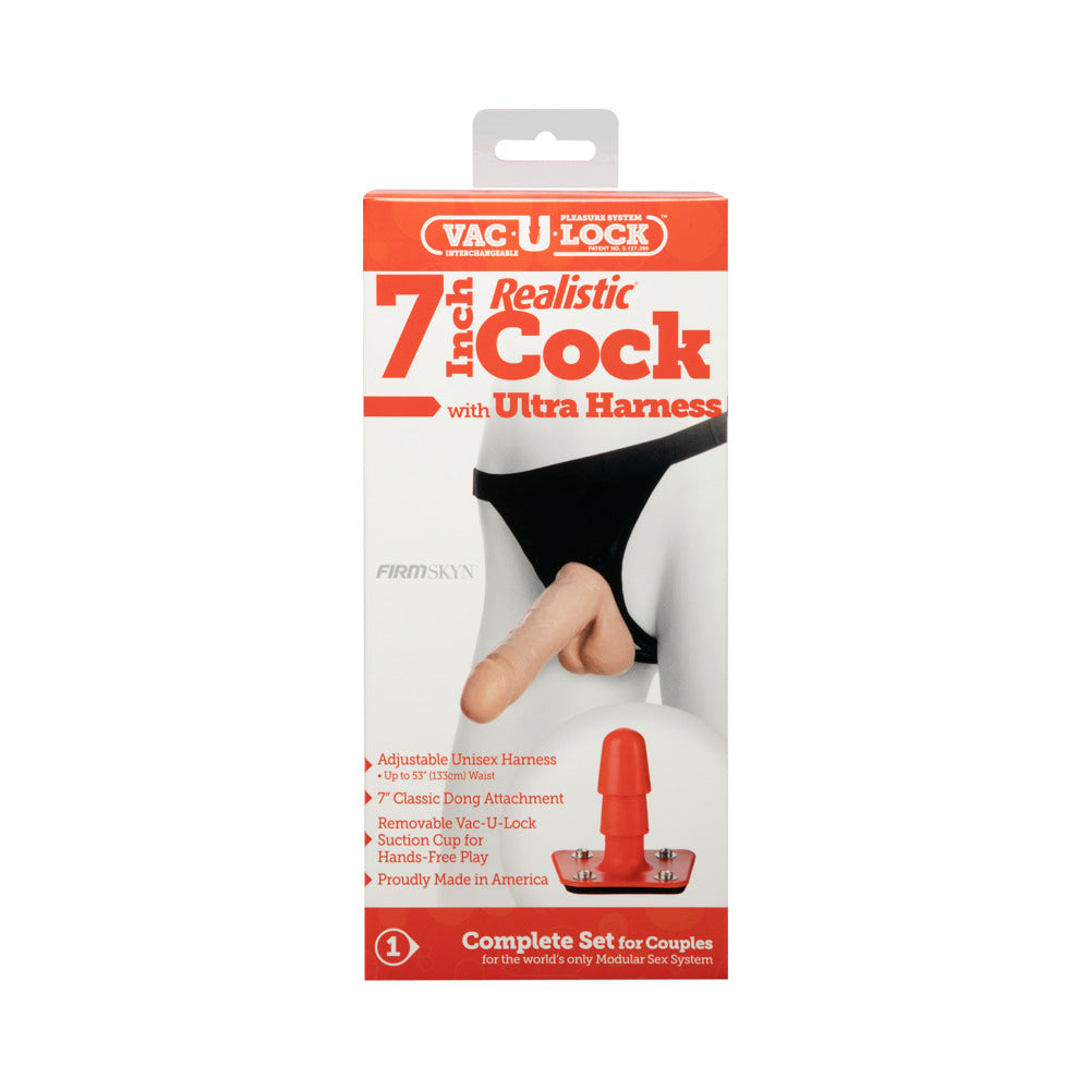 Vac-U-Lock 7&quot; Realistic Dildo With Ultra Harness