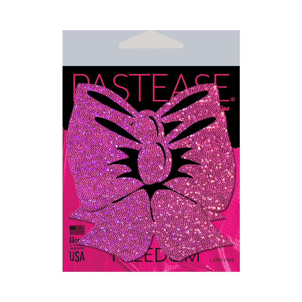 Pastease Bow: Hot Pink Glitter Bows Nipple Pasties