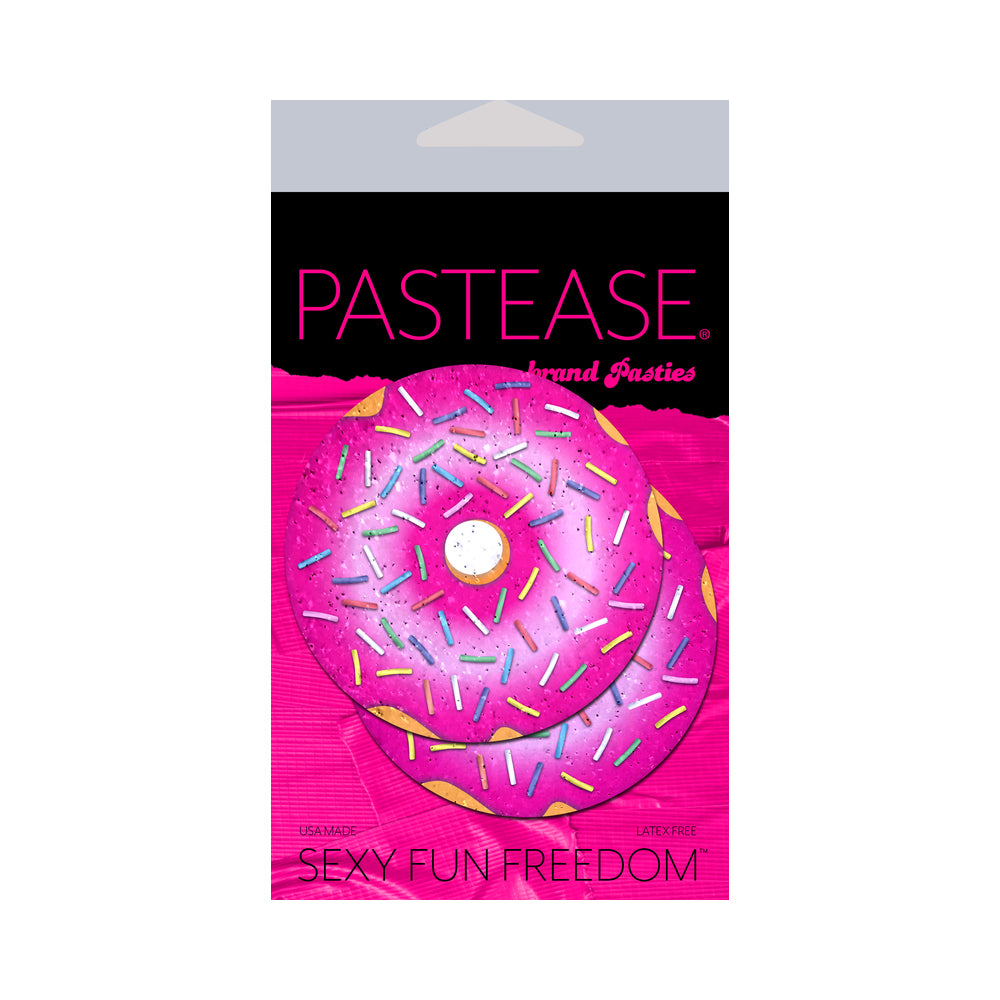 Pastease Donut: Donut With Pink Frosting And Rainbow Sprinkles Nipple Pasties