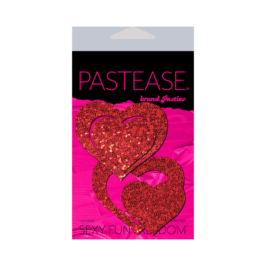 Pastease Glitter Peek A Boob Hearts Pasties Red