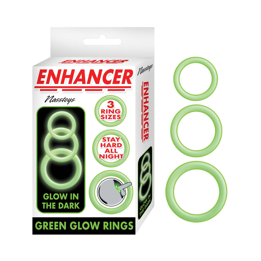 Enhancer Silicone Cockrings - Glow In The Dark Green