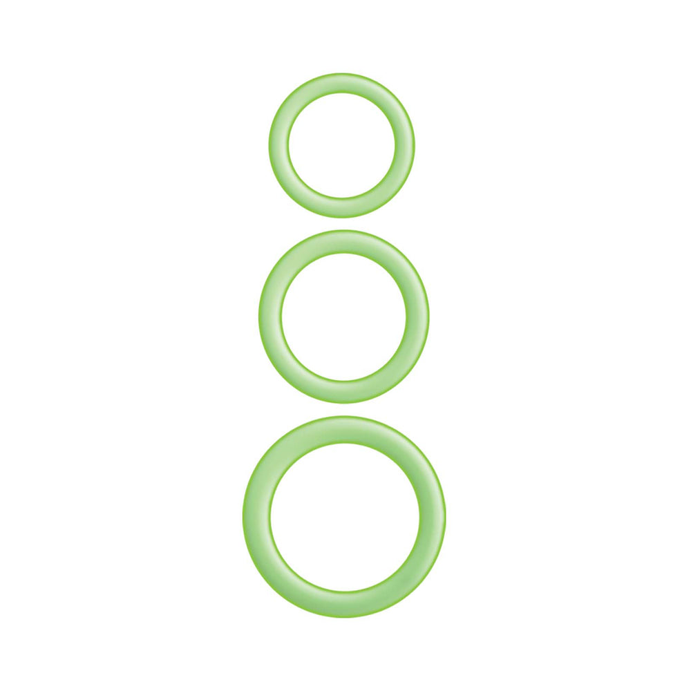 Enhancer Silicone Cockrings - Glow In The Dark Green