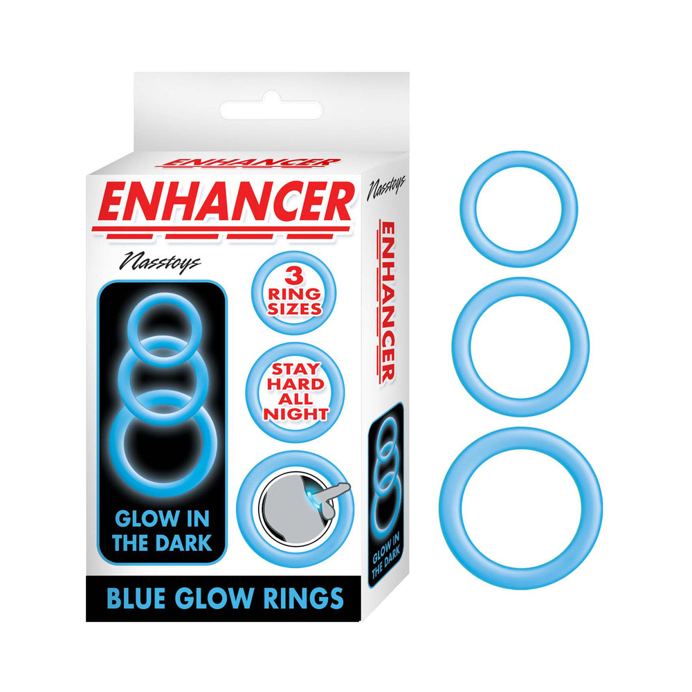 Enhancer Silicone Cockrings - Glow In The Dark Blue