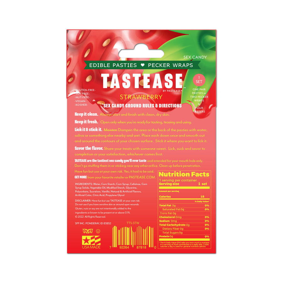 Tastease By Pastease Strawberry Candy Edible Pasties &amp; Pecker Wraps