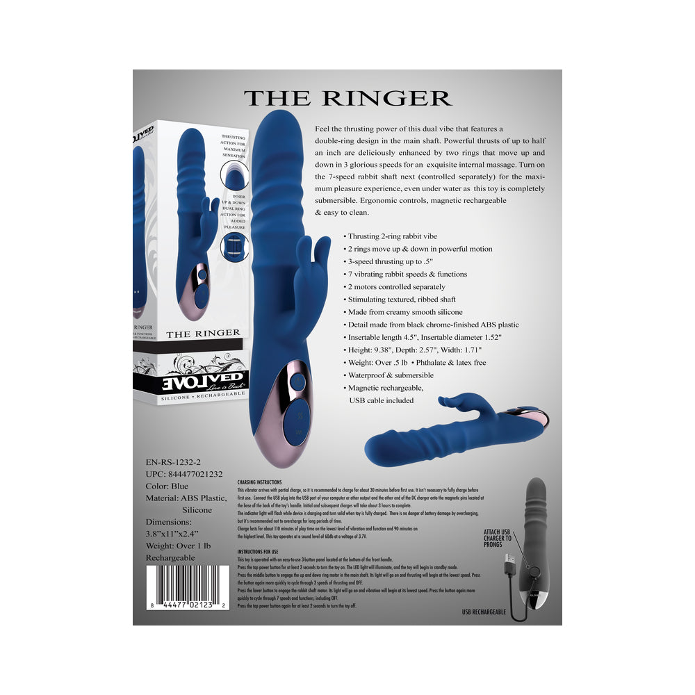 Evolved The Ringer Rechargeable Thrusting Rabbit - Blue