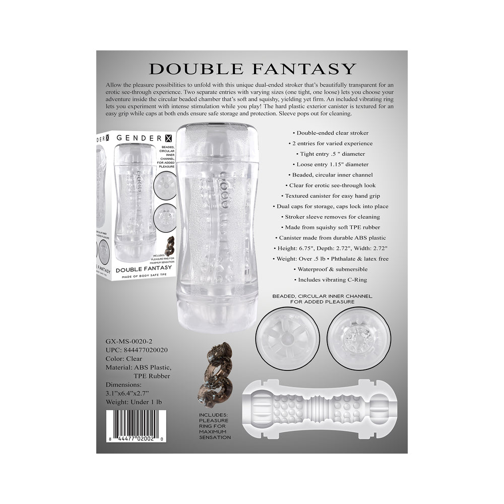 Gender X Double Fantasy Dual-Entry Stroker Clear