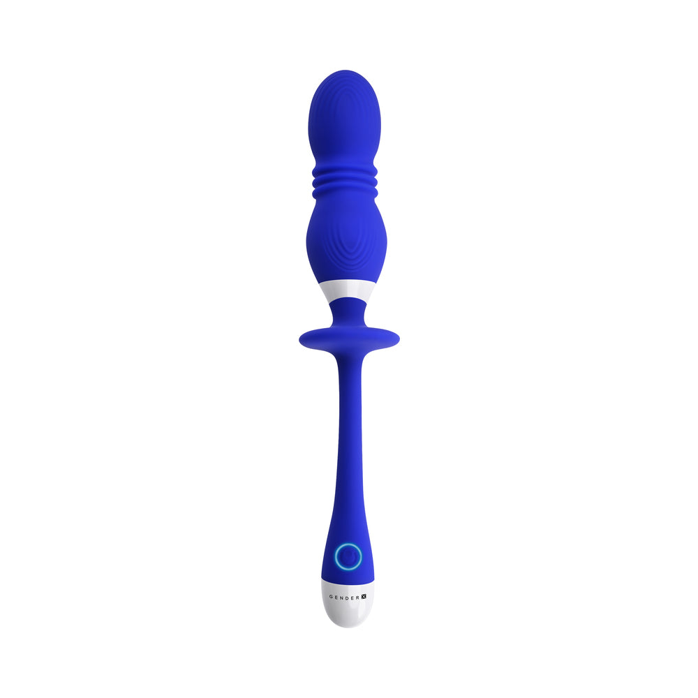 Gender X Play Ball Rechargeable Thrusting Silicone Dual Orb Vibrator Blue