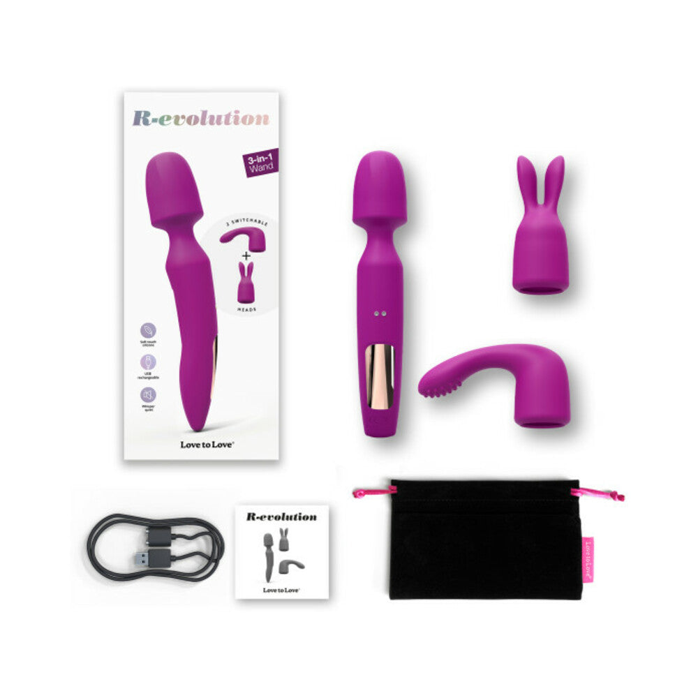 Love To Love R-Evolution Rechargeable 3-In-1 Wand Vibrator Sweet Orchid