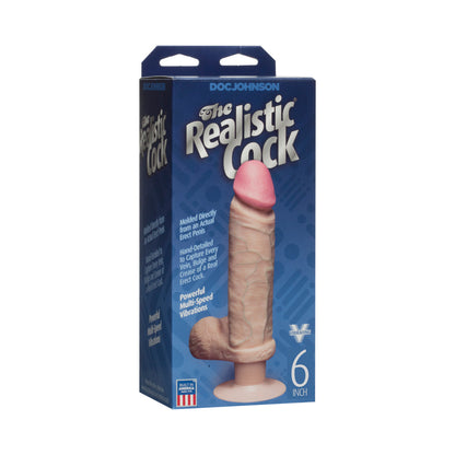 Vibro Realistic Dildo 6 Inch - Beige