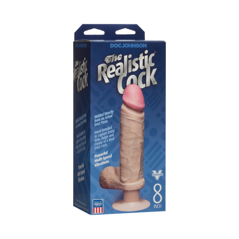 Vibro Realistic Dildo 8 Inch - Beige