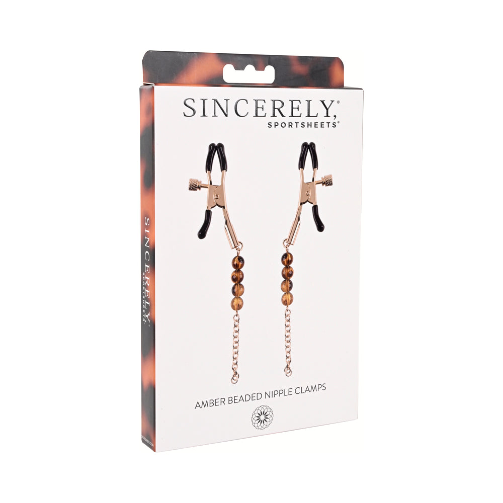 Sincerely, Sportsheets Amber Collection Adjustable Beaded Nipple Clamps Tortoiseshell