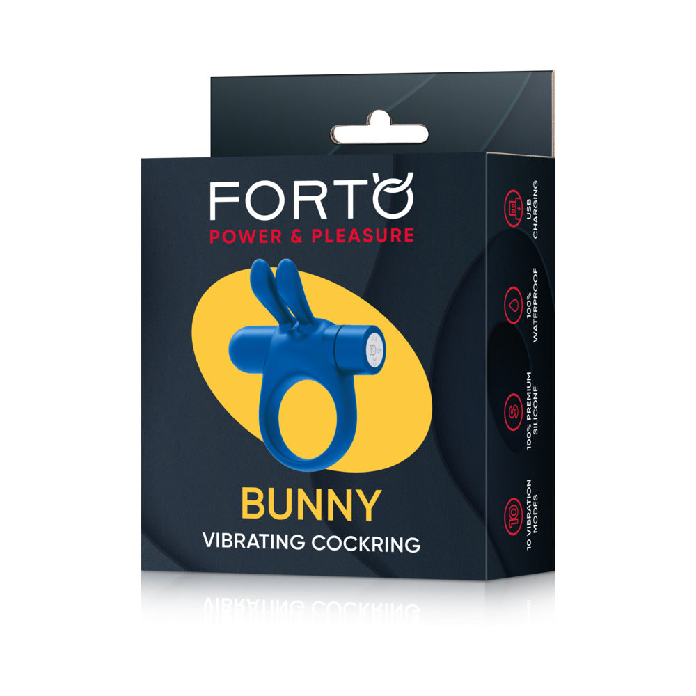 Forto Bunny Vibrating Cockring Blue