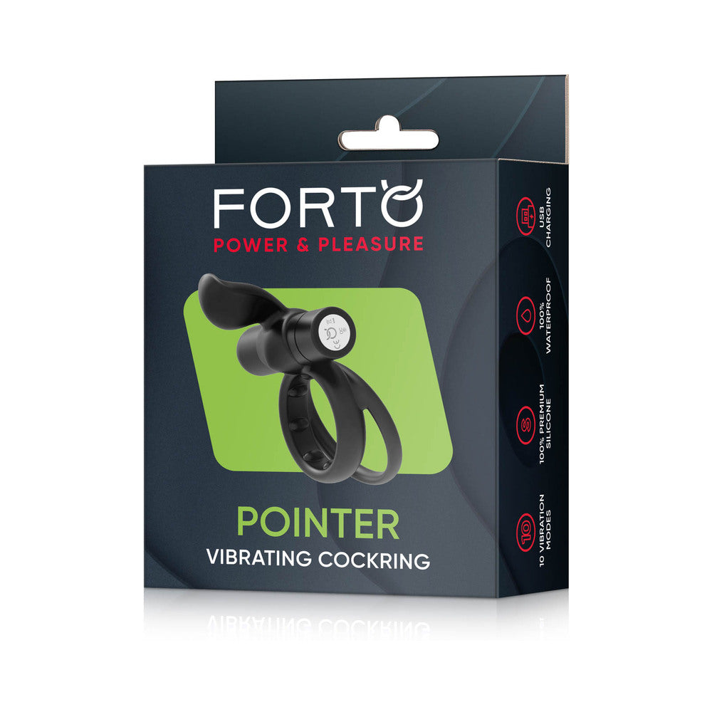 Forto Pointer Vibrating Cockring Black