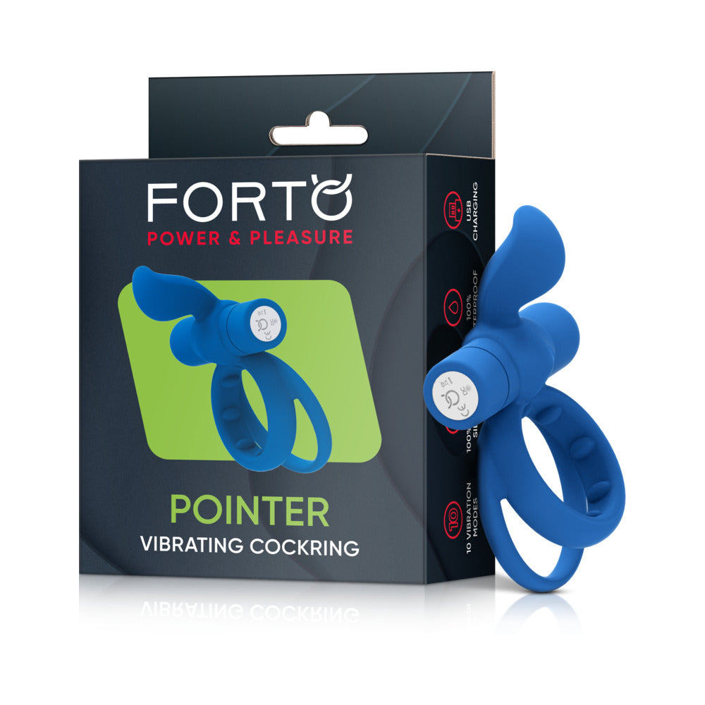 Forto Pointer Vibrating Cockring Blue