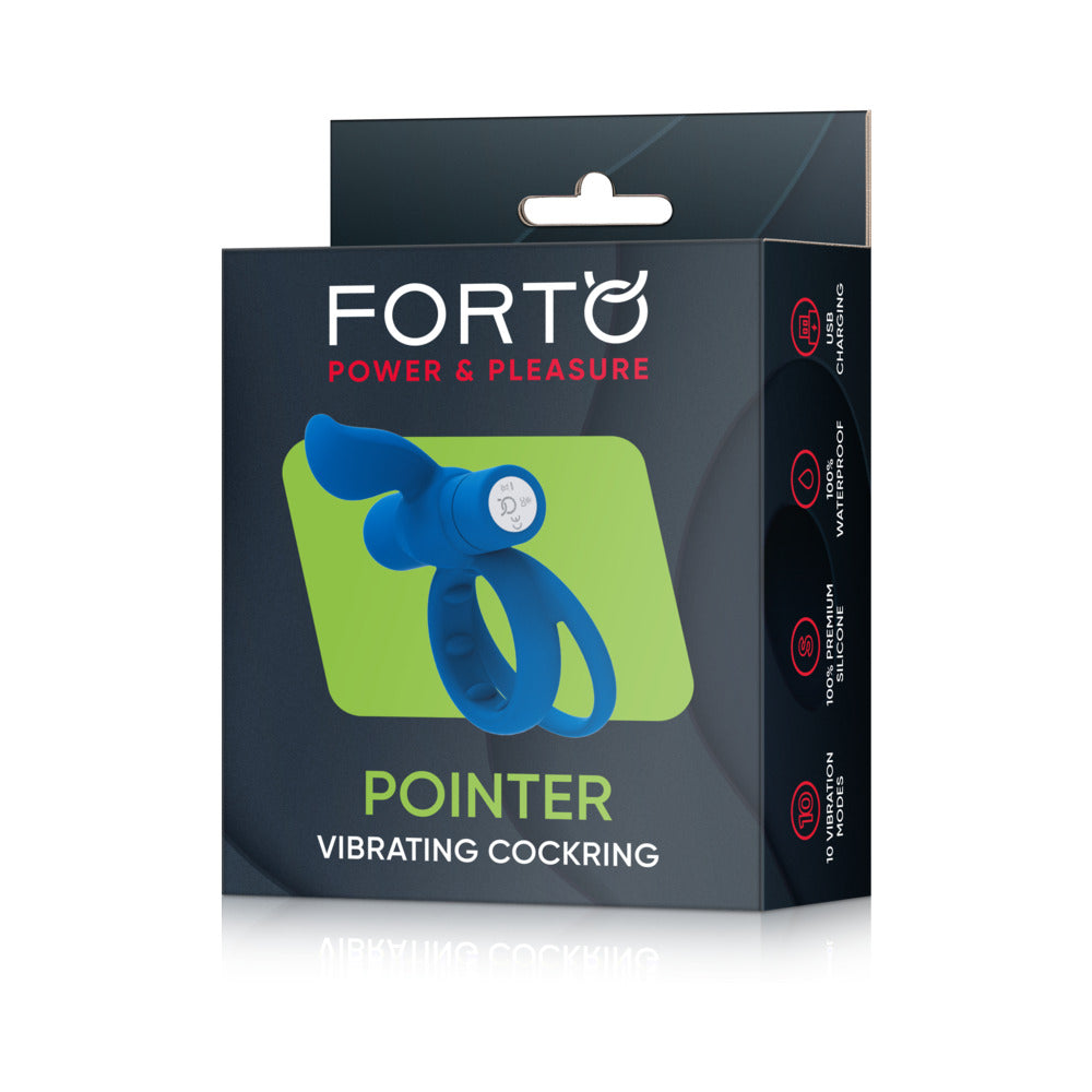 Forto Pointer Vibrating Cockring Blue