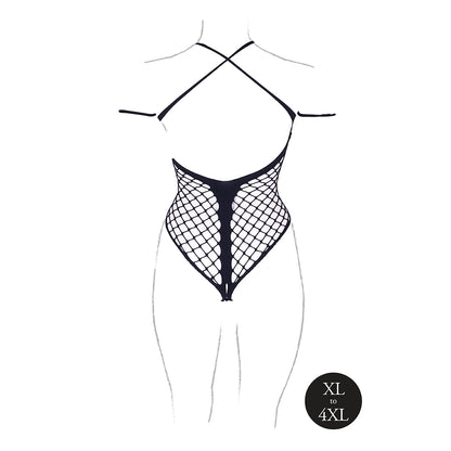 Shots Le Desir Shade Leda Xiii Bodysuit With Crossed Neckline &amp; Off-Shoulder Straps Black Queen Size