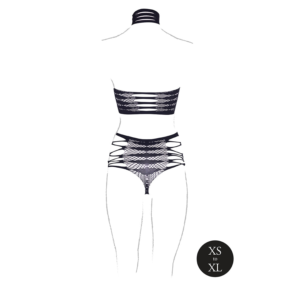 Shots Le Desir Shade Carpo Xlvi 2-Piece With Turtleneck, Crop Top &amp; Panty Black O/S